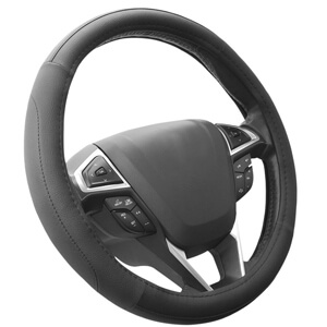 1. SEG Direct Black Microfiber Steering Wheel Cover