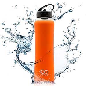 9. GO Bottles Insulated Water Bottle with Stainless Steel Construction, Sweat-Proof Rubber Grip, and Flip Straw